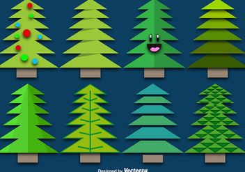 Paper Christmas Trees Set - Kostenloses vector #396717